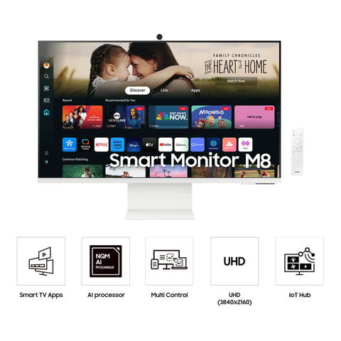 32 Inch M80D Series 4K UHD Smart Monitor With Streaming TV Built In Speakers HDR10 Plus AI Upscaling USB C Setup