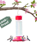 Glass Hummingbird Feeder For Outdoors Hanging, 30 Oz Nectar Capacity, Ant And Bee Guarded Red Bird Feeder, Easy Fill Wide Mouth Bottle