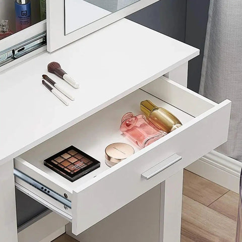 Two Pack 12 Inch Metal Drawer Slides Two Way Tracks With Mounting Screws For Easy Install No Fuss Durability Cold Rolled Steel Construction Fits Most Cabinets And Furniture Projects installed in white vanity drawer