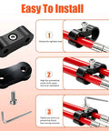 Premium 8 Pack Brake Line Separator Clamp Kit For 3/16 Inch Lines With Solid Aluminum Clamps Heavy Duty Screws And Pro Wrench Tool To Fix Your Ride Smoothly Today, black clamp installed on red brake line