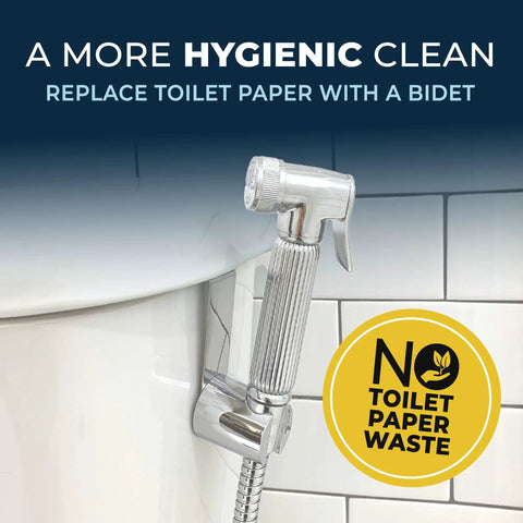 Built To Last Solid Metal Handheld Bidet Sprayer For Toilet With 59 Inch Hose And Leak Proof T Valve Jet Spray Chrome Finish