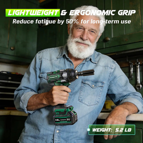 High Torque Cordless Impact Wrench 665 Ft-Lbs 900 Nm With 2200 RPM Brushless Motor Four Speed Modes 21V Dual 4.0Ah Batteries Includes 22 Drill Bits And 4 Sockets Cordless Ratchet Wrench Set Great Gift For Men Car Tire Lug Nut, 5.2 lb