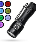 EDC Rechargeable Flashlight TS25 with 4000lm output, four 519A LEDs, RGB aux lights, Anduril 2.0 interface, black design displayed