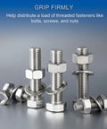 Hecka Durable M8 Flat Washers Set Of Twenty Thickened 304 Stainless Steel Spacers with bolts and nuts for trucks and machinery.