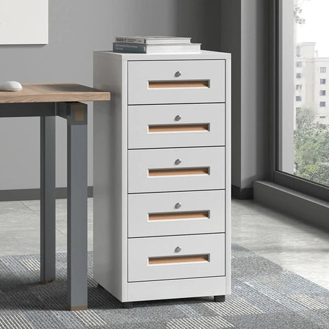 Lockable Metal File Cabinet With Five Drawers For Home Office Secure Filing Storage For Documents And Files Heavy Duty Steel Construction