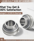 Go Kart 1 Inch Axle Live Bearing Set, Two Precision Bearings With Integral Locking Collar displayed with packaging.