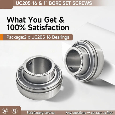 Go Kart 1 Inch Axle Live Bearing Set, Two Precision Bearings With Integral Locking Collar displayed with packaging.