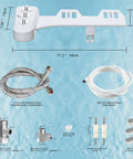 Dual Nozzle Bidet Attachment For Toilet With Self Cleaning Nozzles And Hot And Cold Water Spray No Fuss Non Electric Mechanical Bidet Seat For Rear And Feminine Wash Adjustable Water Pressure Easy Install White showing dimensions, hoses, and connectors.