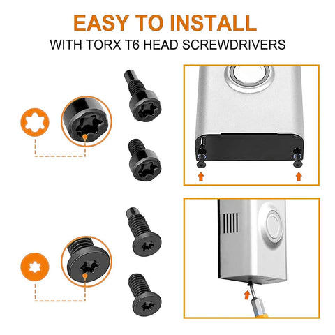 Replacement Screws Kit For Video Doorbells, Fits All Video Doorbell Models, 20 Pieces In 4 Sets, Black Finish, Easy Install with T6 Screws