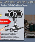 Welding Machine Handheld 110V Portable Stick Welder 20-120A IGBT Inverter with ergonomic handle and sparks.