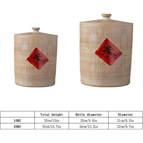 Heavy Duty Airtight Ceramic Kitchen Jar With Tight Seal For Fresh Rice Grains Coffee Beans Candy Snacks Solid Hella Spacious 20Kg Dry Food Storage Container in two sizes.