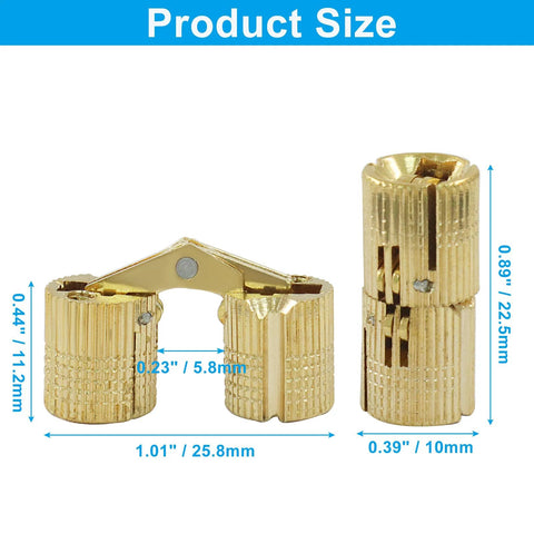 12 Pack 10mm Hidden Brass Barrel Hinges For Jewelry Boxes And DIY Hand Craft, Concealed Furniture Hinges With 180 Degree Opening