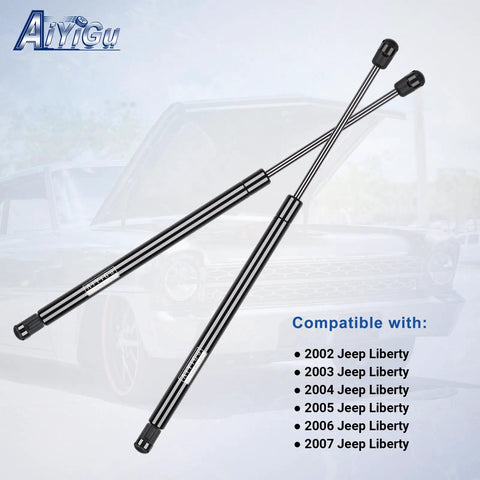 Rear Window Glass Shocks And Liftgate Struts Kit For Jeep Liberty 2002 2003 2004 2005 2006 2007 4 Door Gas Spring Replacement Trunk Lift Supports PM2029 SG314048 2 Piece Set displayed.