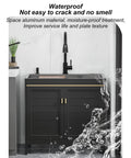 Free Standing Kitchen Sink with Cabinet Drainer & Tap - Bathroom Vani Sink Combo Room tial (60x45x80cm) - Space-Saving Solut with black finish and modern tap.