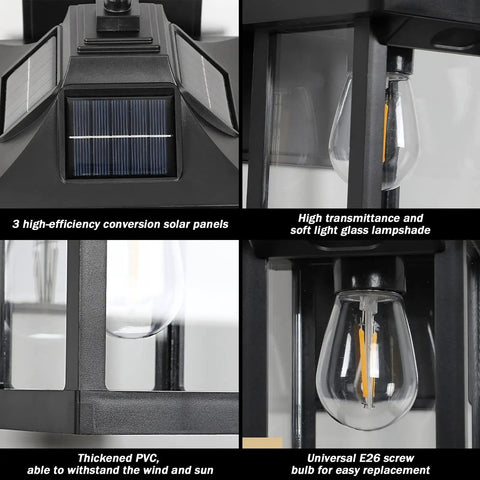 All Night Solar Wall Lights With Dusk To Dawn Motion Sensor 3 Lighting Modes Wireless Exterior Porch Lights details