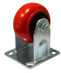Heavy Duty 4 Inch Polyurethane Caster Wheels Set with red wheel, fixed plate, suitable for tool carts and workbenches.