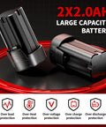 Cordless Electric Ratchet Wrench Set With 40 Ft-Lbs Torque, 550 RPM, 16.8V Power Tool, 3/8 Inch Drive, 1/4 Inch Adapter, LED Light, Dual 2.0Ah Batteries And Fast Charger, 2x 2.0Ah batteries