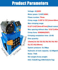 Heavy Duty Hydraulic Hose Crimping Machine Badass Vertical Electric Press With Hella Precise Foot Pedal Control Top Tier 13 Die Set dimensions and parameters.