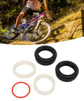 32mm Front Fork Dust Wiper Kit for Suspension Forks, shown with rubber seals and foam rings in outdoor biking scene.