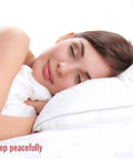 Woman sleeping peacefully using Ultra Soft Foam Earplugs 100 Pairs With 33dB NRR For Sleep, Snoring, Travel, Concerts, Studying And Loud Environments
