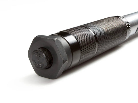 Close-up of handle on Half Inch Drive Micrometer Torque Wrench With 25 To 250 Foot Pound Range, textured grip section visible
