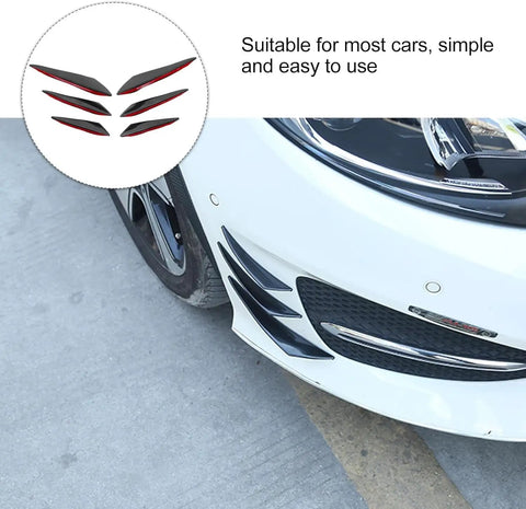 Get Rad With These Heavy Duty 6 Pcs Front Bumper Canards For Mini Cooper; Black Rubber Winglets And Splitter Fin Kit To Block Debris And Spice Up Your Ride Style Today.