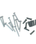Heavy Duty Concrete And Masonry Mounting Hardware Kit With Phillips Head Screws And Wall Anchors for garage shelving, featuring 12 screws and anchors.