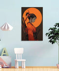 Anime Samurai Girl Sunset Canvas Wall Art Prints Fade Resistant Classical Home Decor For Bedroom Bathroom Living Room Office 12x18 Inch in modern interior.