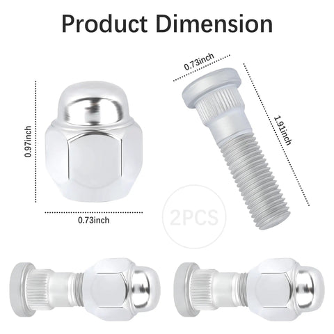 Wheel Studs And Lug Nuts Set M12x1.25 For Subaru Outback Legacy Forester 2 Sets dimensions and design details