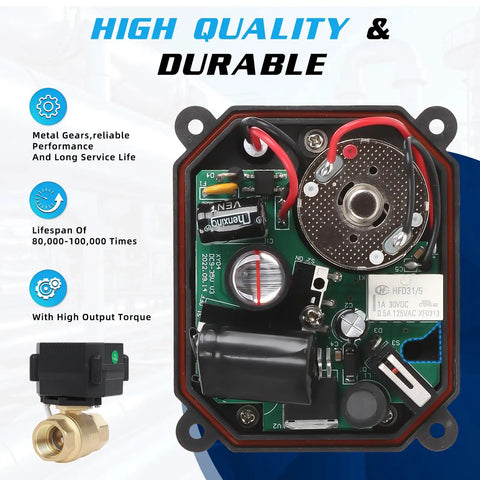 Motor mechanism of 1 Inch Motorized Brass Ball Valve Full Port With Auto Return 2 Wire Electric Water Valve 9 24V AC DC