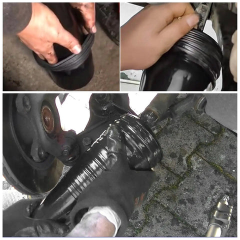 Mechanic using CV Boot Installation Tool Expander Cone For Easy Universal Fit, Smooth Plastic Construction, 110mm Bottom Diameter
