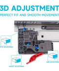 Close-up of Six Pairs 18 Inch Undermount Soft Close Drawer Slides Full Extension Ball Bearing Hidden Rails with 3D Adjustable Locking Devices