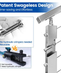Swageless Invisible Cable Railing Kit With 1/8 Inch Cable, T316 Stainless Steel Fittings, Tensioner And Terminal, Hidden Hardware CB05