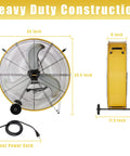 Heavy Duty High Velocity Barrel Floor Drum Fan With One Third HP Motor 13000 CFM 33-inch wide with 9-foot cord and 5-inch wheels