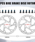Dual Piston Hydraulic Disc Brake Kit For Mountain Bikes With 160mm Rotors Front Only shown with 2 disc rotors and screws