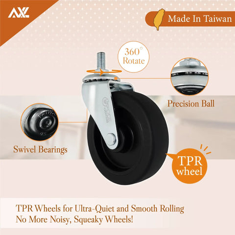 Get Your Workshop Rolling With These Badass Locking Casters Engineered For Smooth Swivel Glide On Carts Furniture And Workbenches, TPR wheel with 360° rotation.