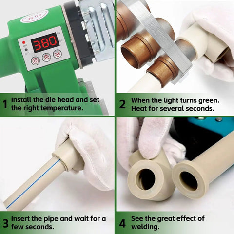Plastic Water Pipe Welder For PP PP-R PE PP-C Fusion Machine With 20-63mm Die Heads and PVC Pipe Heater instructions