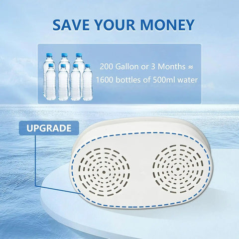 Replacement Filter For Waterdrop WD PF 01A Plus Pitchers And Dispensers That Reduces PFOA PFOS And Chlorine And Lasts Up To 3 Months Or 200 Gallons Pack Of 2 Easy Install shown with water bottles.