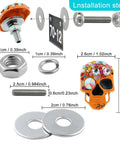 Dope Skull License Plate Screws Kit With Sparkling Diamond Inlays Orange Finish, Stainless Steel And Aluminum Alloy Bolts