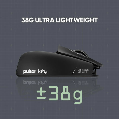 X2F Mini Fingertip Wireless Gaming Mouse Ultra Lightweight Low Latency Sensor Ergonomic Grip Hella Smooth Tracking Pro Level Esports Rig Ready In Sleek Black profile with lightweight design, showcasing ±38g weight.