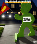 Kid Alert Street Safety Sign 31 Inch Green Caution Sign For Neighborhoods And Schools with Reflective Slow Sticker at Night
