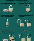 Instruction sheet for setting up 2 Pack Heavy Duty Outdoor Combination Padlocks Weatherproof Gates Fences Storage Units