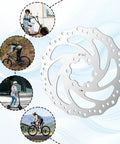 140mm Stainless Steel Disc Brake Rotor With 6 Bolts For Bikes And Electric Scooters, 6-Hole Mount, on white background