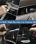 Detailing brushes from the Pro Grade Car Interior Detailing Kit With Extendable Windshield Cleaner Tool, 14 Piece Set in use.