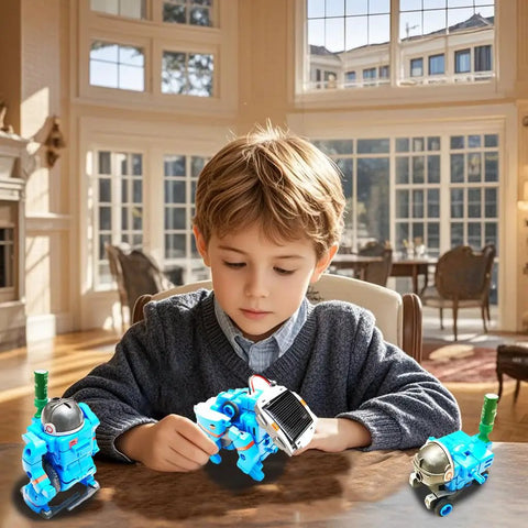 Child assembling Solar Robot Kit For Kids Six In One Science Toys With 120 Pcs Building Experiments For Ages 8 To 12 Boys And Girls Hands On
