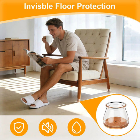 Silicone Felt Chair Leg Floor Protectors 24 Pack on chair in living room, Universal L Size Fits Round 1 And 5 Sixteenth To 2 Inches.