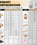 64 Piece Brass DOT Air Line Fittings Kit All In One With Push Lock And Quick Connect NPT Thread For Air Line Hose