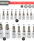 60 Piece Master Torx Bit Socket Set for Everyday Pro Jobs, various sizes with S2 steel bits and chrome vanadium sockets displayed.