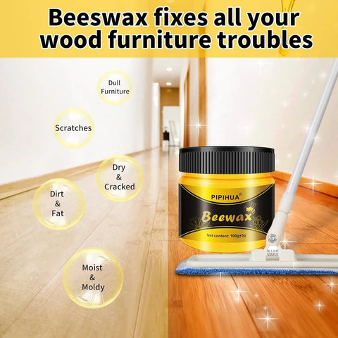 Beeswax Wood Polish And Conditioner Kit For All Finishes With Waterproof Restorer Multipurpose Wood Wax Cleaner jar on floor