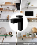 Tough As Nails Heavy Duty Floating Shelf Brackets Set Of Four adjusts securely to glass and wood supports in modern kitchen and living room.